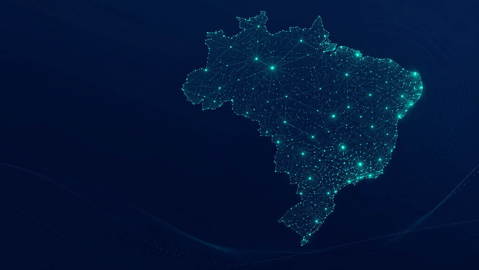 Mapa digital do Brasil com rede de conexões estratégicas